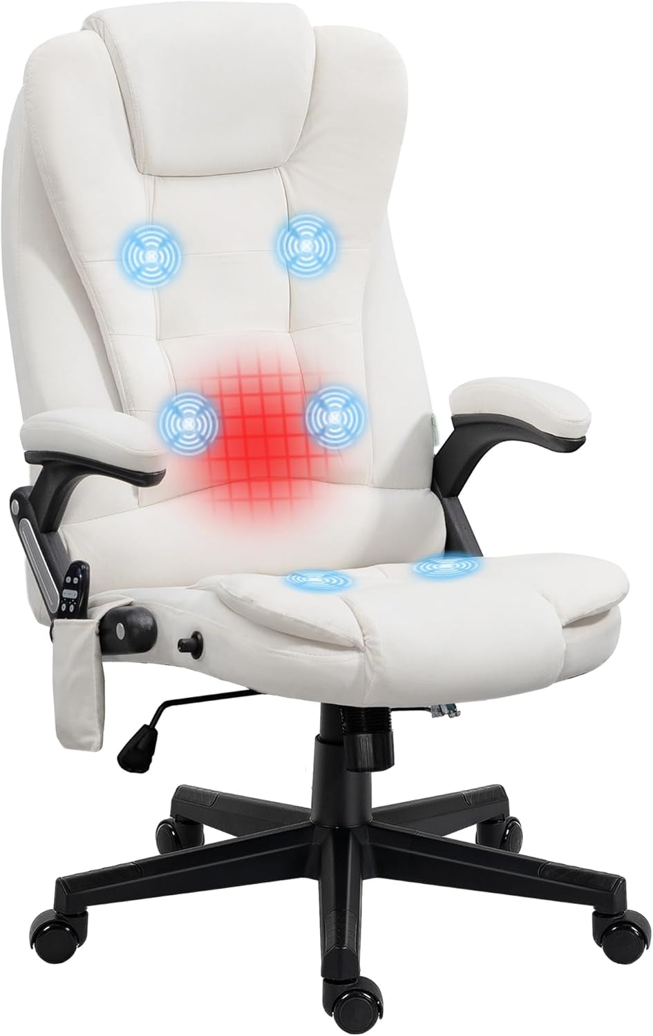 6 Point Vibrating Massage Office Chair with Heat, Velvet High Back